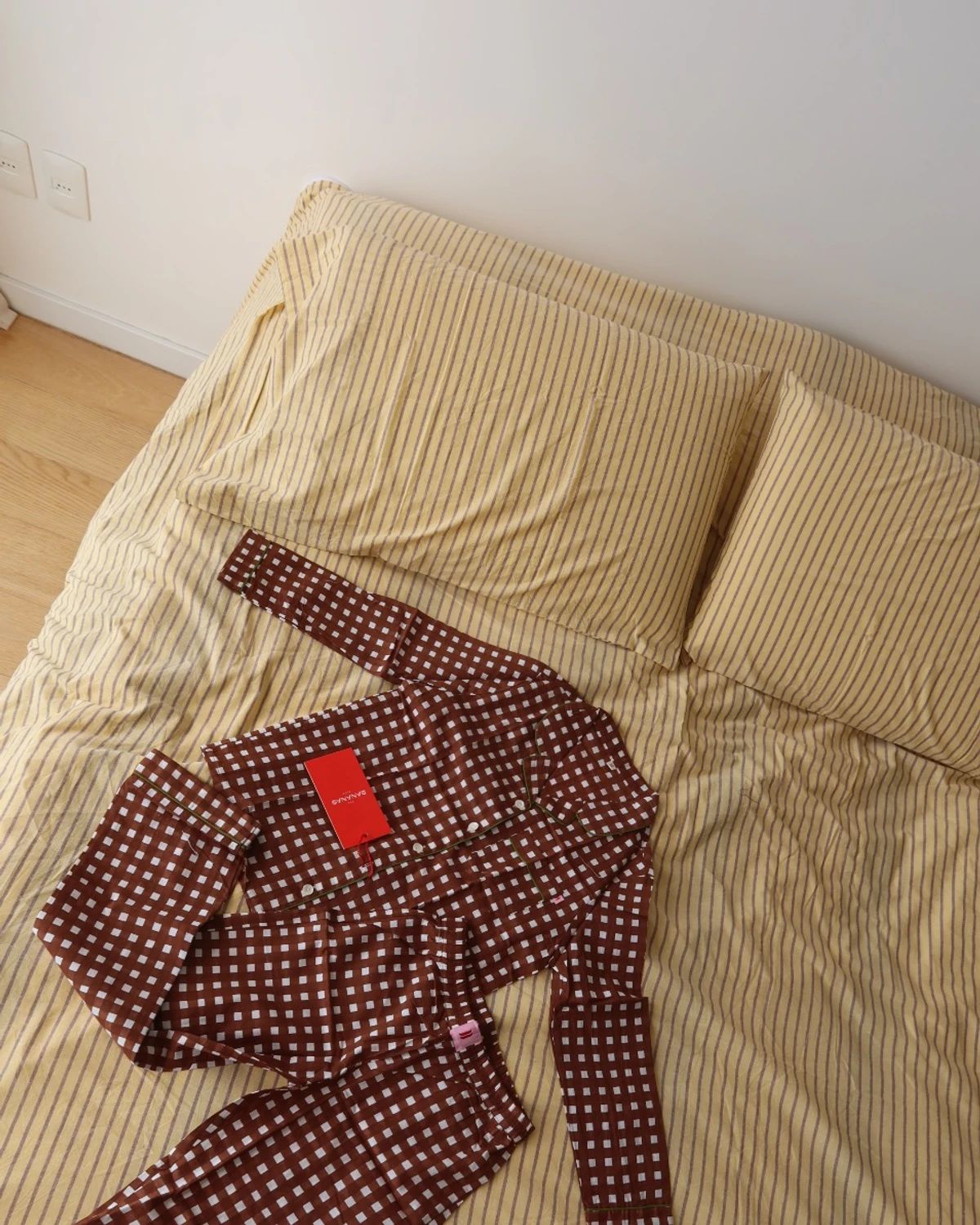Kids long set ss27 Choco check
