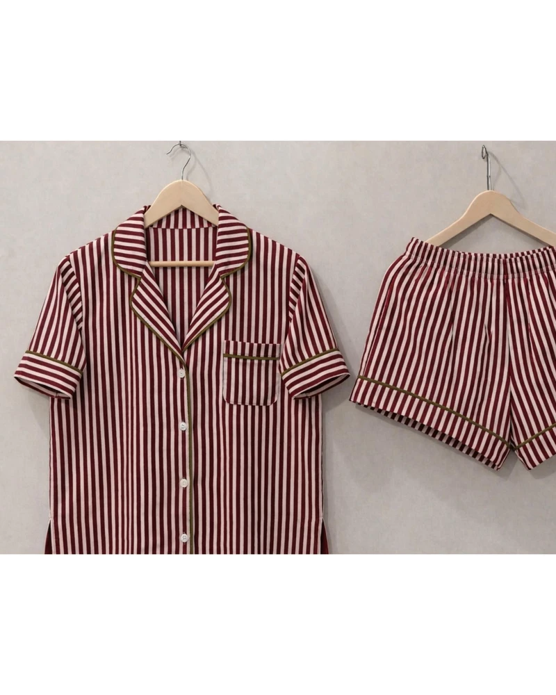 Kids short set FW26 Rayas tinto