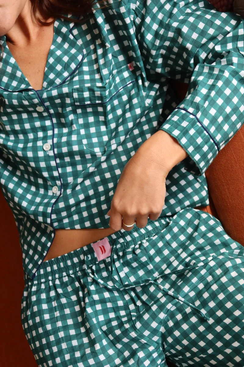 Woman long set SS27 - Green check 