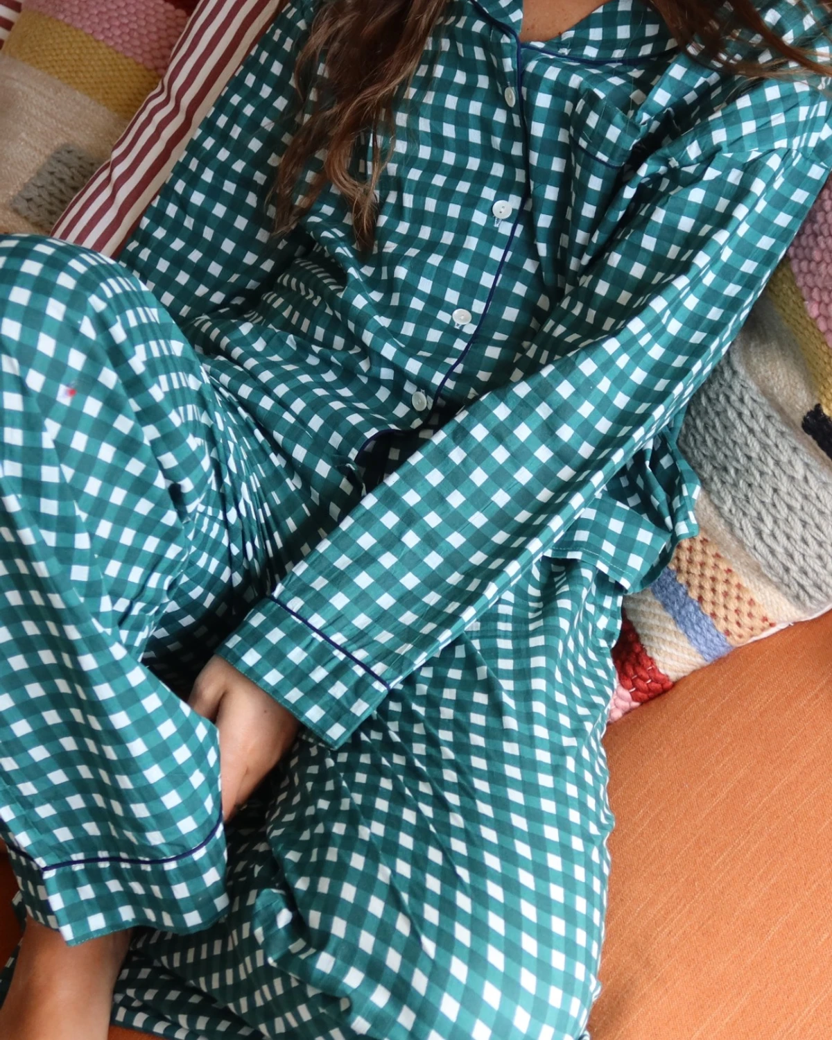 Woman long set SS27 Green check