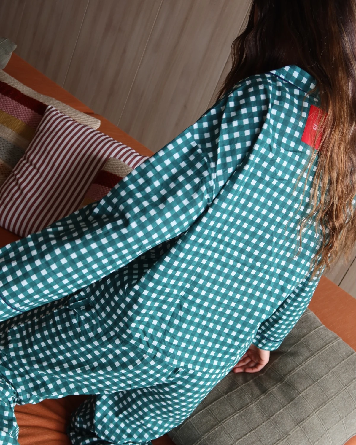 Woman long set SS27 Green check