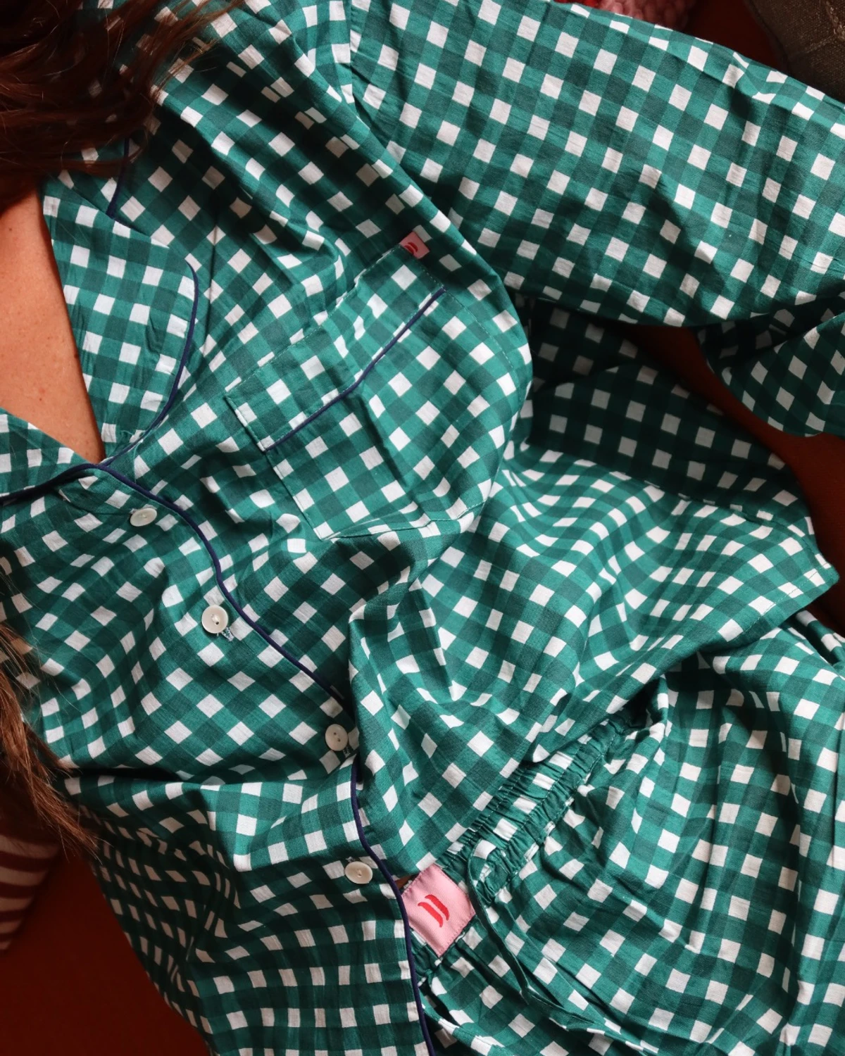Woman long set SS27 Green check