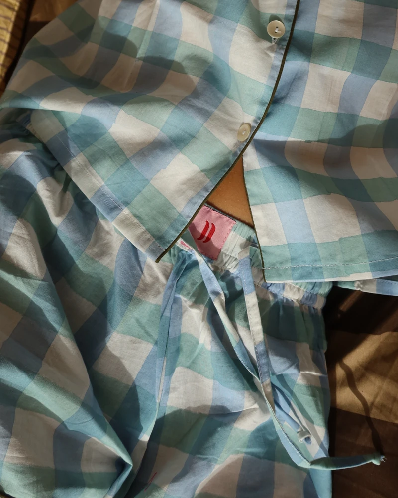 Woman short set SS27 Cuadros bleu